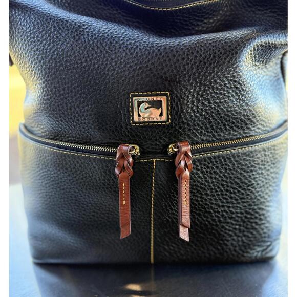 Dooney & Bourke Dillen Pocket Navy Pebbled Leather Hobo Bag - Picture 2 of 14